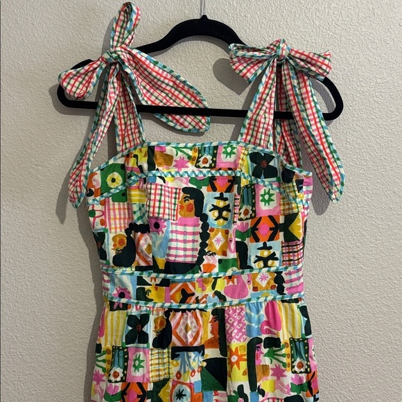 CeliaB Colorful Patchwork Tiered Midi Dress Sundress with Pockets and Fun Print - Picture 3 of 11